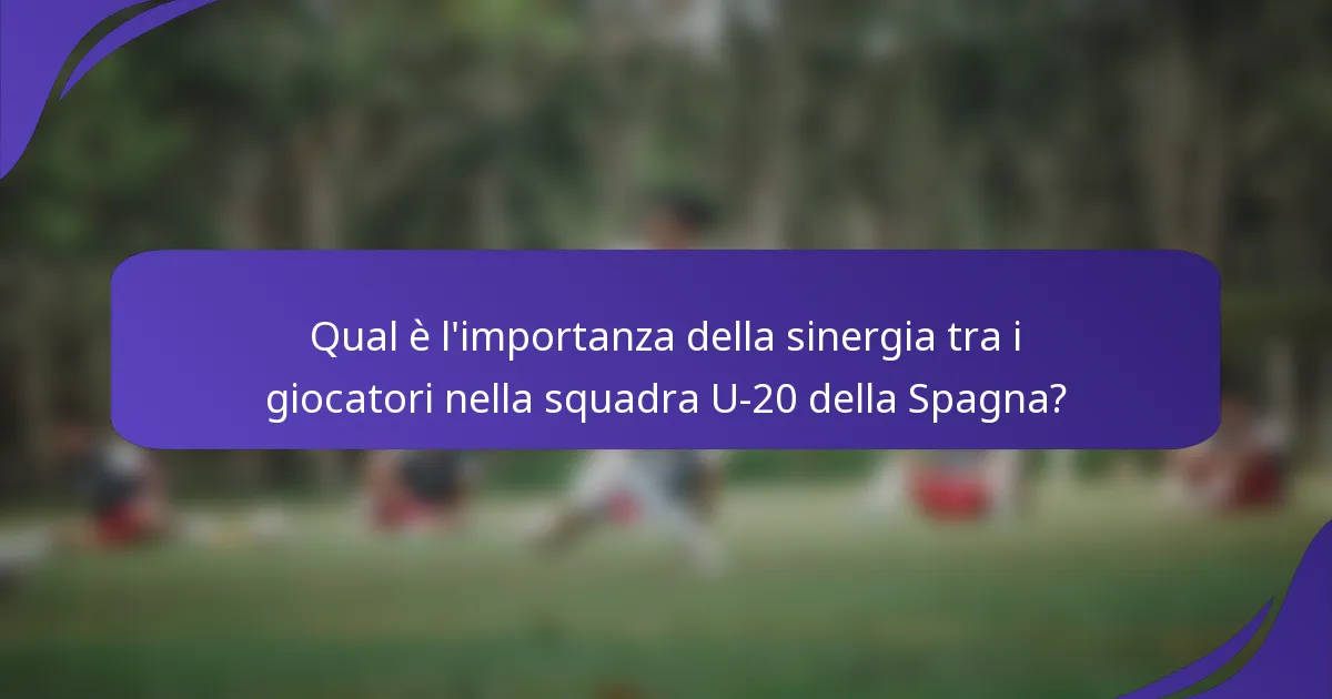 Qual è l'importanza della sinergia tra i giocatori nella squadra U-20 della Spagna?