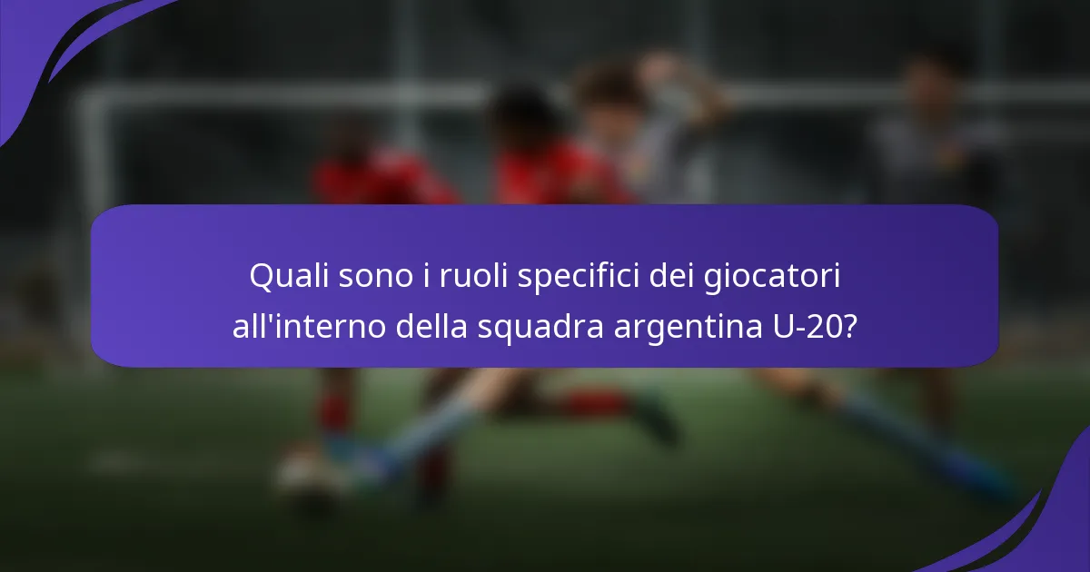Quali sono i ruoli specifici dei giocatori all'interno della squadra argentina U-20?