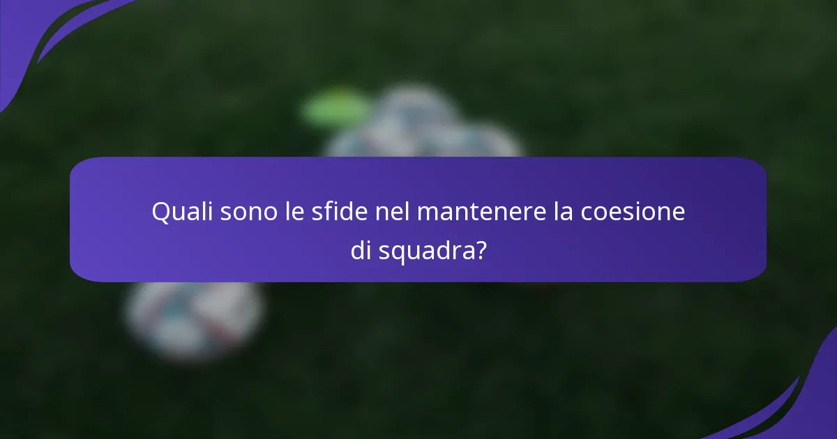 Quali sono le sfide nel mantenere la coesione di squadra?