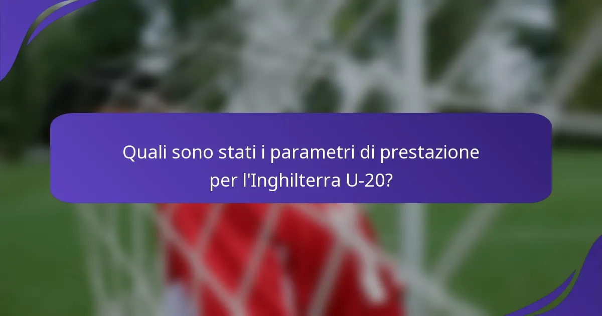 Quali sono stati i parametri di prestazione per l'Inghilterra U-20?