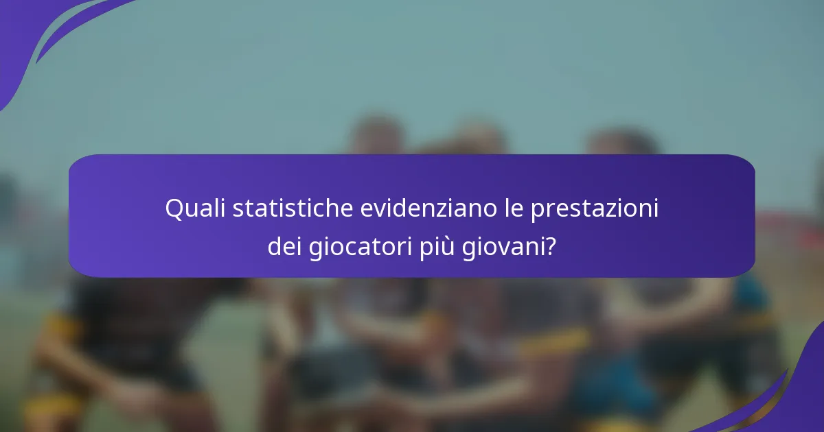 Quali statistiche evidenziano le prestazioni dei giocatori più giovani?